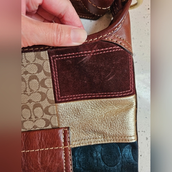 Vintage coach y2k suede leather tote purse patchwork design - Picture 11 of 15